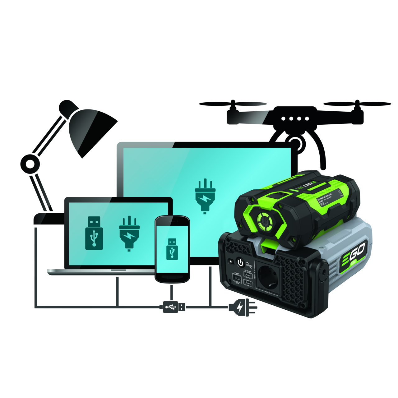 Ego PAD5001E Kit Nexus Escape Omvormer 400W (inkl. Akku und Ladegerät) - Bild 2